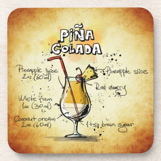 Dessous-de-verre Pina Colada Drink Recette Stylish & tendance (Devant)