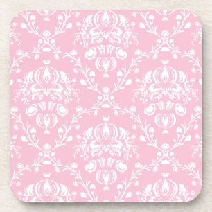 Dessous-de-verre Pink and White Damask