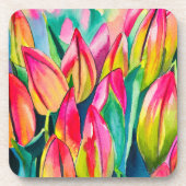 Dessous-de-verre Pink aquarelle tulipe art (Devant)