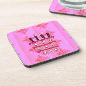 Dessous-de-verre Pink Bird Cake Art Imprimer (Côté gauche)