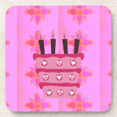 Dessous-de-verre Pink Bird Cake Art Imprimer (Devant)