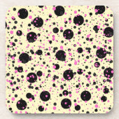 Dessous-de-verre Pink & Black Polka Dot Glam Pattern (Devant)