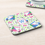 Dessous-de-verre Pink Blue Green Golf Preppy Initial (Côté gauche)