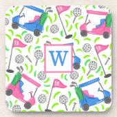 Dessous-de-verre Pink Blue Green Golf Preppy Initial (Devant)