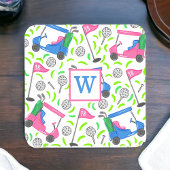 Dessous-de-verre Pink Blue Green Golf Preppy Initial