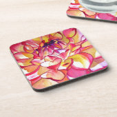 Dessous-de-verre Pink Dahlia fleurs aquarelle art (Côté gauche)