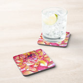 Dessous-de-verre Pink Dahlia fleurs aquarelle art (Côté Droit)