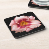 Dessous-de-verre Pink Daylily Bloom sur Black Floral (Côté gauche)