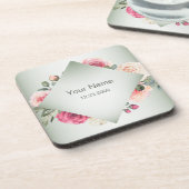 Dessous-de-verre Pink Floral Rustic Geometric Green Party (Côté gauche)