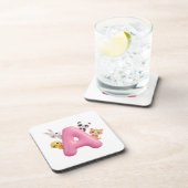 Dessous-de-verre Pink Letter A Forest Animals Coaster Set (Côté Droit)