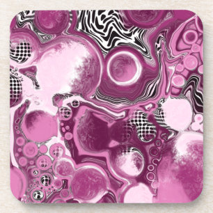 Dessous-de-verre Pink, Magenta et Black Fluid Art Pour Peinture