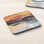 DESSOUS-DE-VERRE PINK MOUNTAINS LAC ALPINE SUNSET PAYSAGE (Côté gauche)