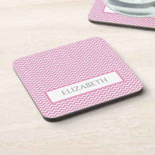 Dessous-de-verre Pink Simple Chevron Beveron Coaster