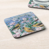 Dessous-de-verre Pinson jaune en fleurs (Côté gauche)