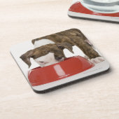 Dessous-de-verre Pitbull de chiot mangeant hors du plat (Côté gauche)