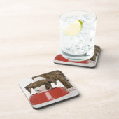 Dessous-de-verre Pitbull de chiot mangeant hors du plat (Côté Droit)