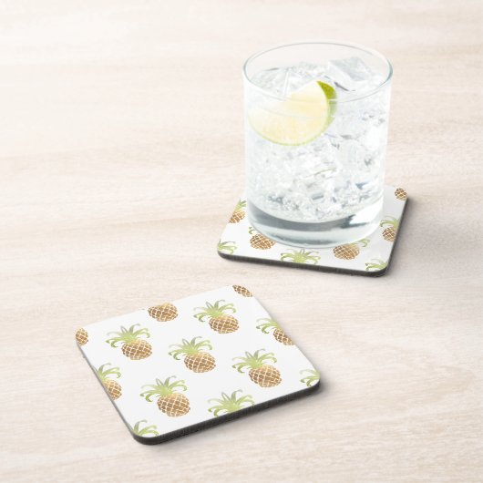 Dessous-de-verre PixDezines Faux Ananas Dorés/Fond DIY (Côté Droit)