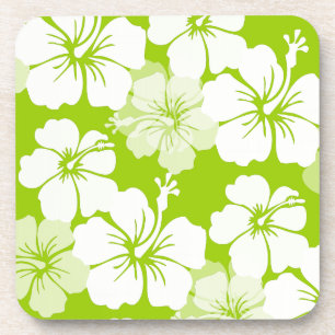 Dessous-de-verre PixDezines hibiscus blanc/fond bricolage