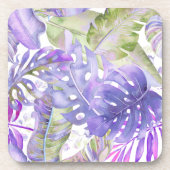 Dessous-de-verre PixDezines Jungle Hawaïen Feuillage Vert Pourpre (Devant)