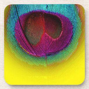 Dessous-de-verre PixDezines Superbe oeil de paon/turquoise+rose