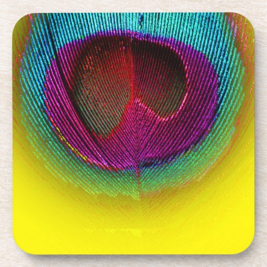 Dessous-de-verre PixDezines Superbe oeil de paon/turquoise+rose (Devant)