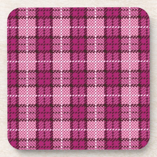Dessous-de-verre Pixel Plaid_Magenta-Black (Devant)
