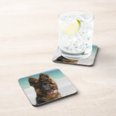 Dessous-de-verre Plage aux cheveux longs de berger allemand (Côté Droit)