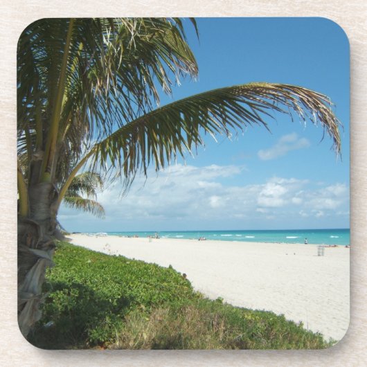 Dessous-de-verre Plage blanche w/Palm de sable (Devant)