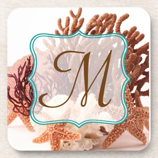 Dessous-de-verre Plage Coral Star Poisson Sable Monogramme Boisson (Devant)