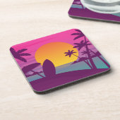 Dessous-de-verre Plage de surf de coucher de soleil violet (Côté gauche)