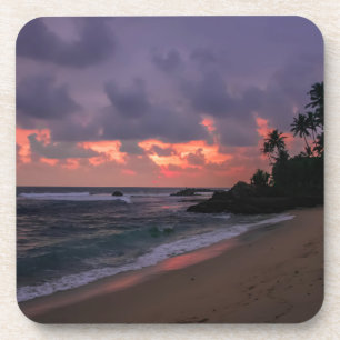 Dessous-de-verre Plage romantique au crépuscule