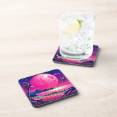 Dessous-de-verre Plage rose Lune Art (Côté Droit)