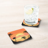 Dessous-de-verre Plage tropicale coucher de soleil Palm Tree Silhou (Côté Droit)