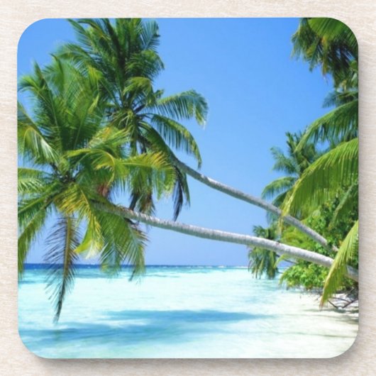 Dessous-de-verre Plage Tropicale Palmée! (Devant)