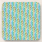 Dessous-de-verre Plage turquoise motif en plume amusante. (Devant)