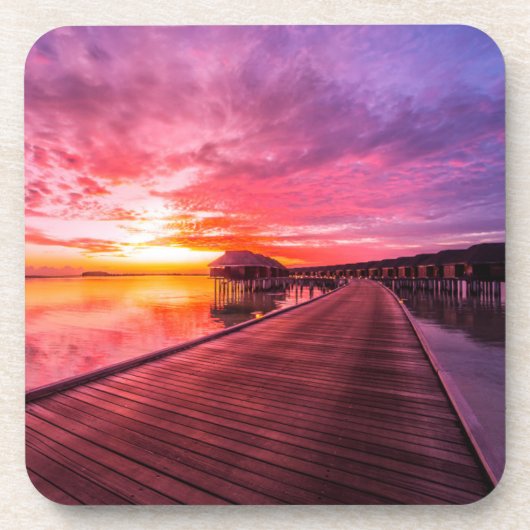 Dessous-de-verre Plages tropicales | Coucher de soleil aux Maldives (Devant)