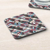 Dessous-de-verre Plaid Blue Burgundy (Côté gauche)