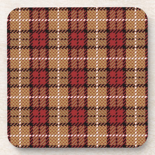Dessous-de-verre Plaid de pixel en rouge et or (Devant)