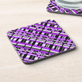 Dessous-de-verre Plaid en violet, noir et gris (Côté gauche)