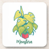 Dessous-de-verre plante monstera pixelart, Pixel Art  (Devant)