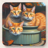 Dessous-de-verre Plantes en pot de chats de gingembre, six Dessous (Devant)