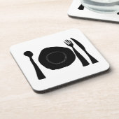 Dessous-de-verre Plaque et ustensiles noirs et blancs (Côté gauche)