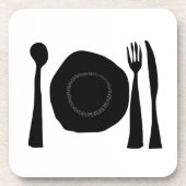 Dessous-de-verre Plaque et ustensiles noirs et blancs (Devant)