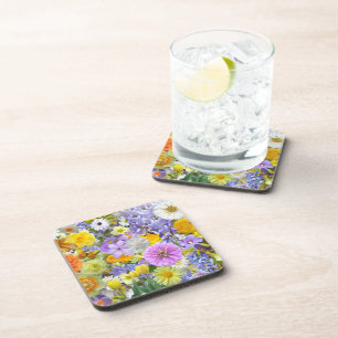 Dessous de verre - Plastique dur - Fleurs et papil