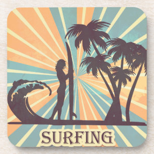 Dessous de verre Plastique dur Surfer Girl