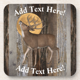 Dessous-de-verre Pleine lune de cerf Buck Bois Vintage Bois rustiqu