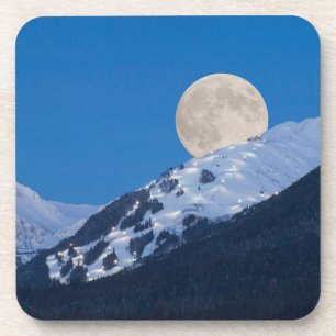 Dessous-de-verre Pleine lune sur la station de ski Alyeska, Alaska