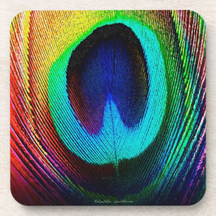 Dessous-de-verre Plume de paon vibrant