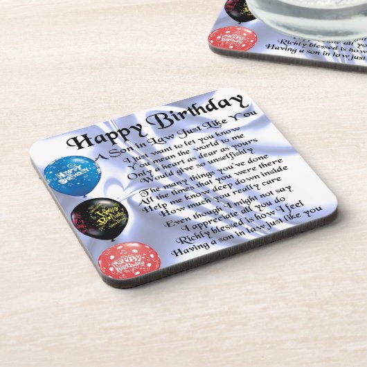 Dessous-de-verre Poème de beau-fils - conception de joyeux (Côté gauche)