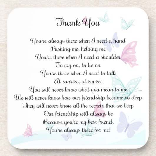 Dessous-de-verre Poème de Merci (Devant)